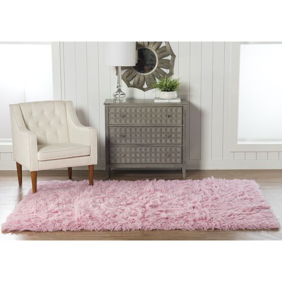 Flokati Pastel Pink Rug Brylane Home