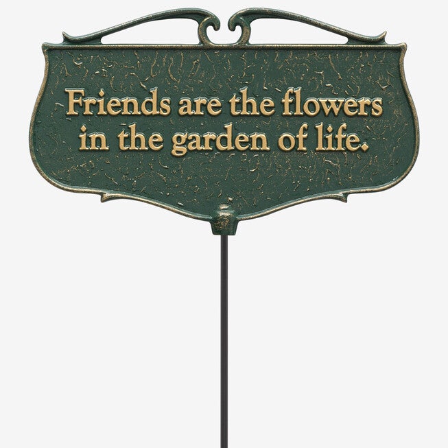 Friends Are The Flowers Garden Poem Sign, GREEN GOLD, hi-res image number null