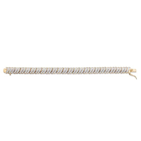 Yellow Gold Plated Tennis Bracelet (10mm), Genuine Diamond Accent 7", , alternate image number null