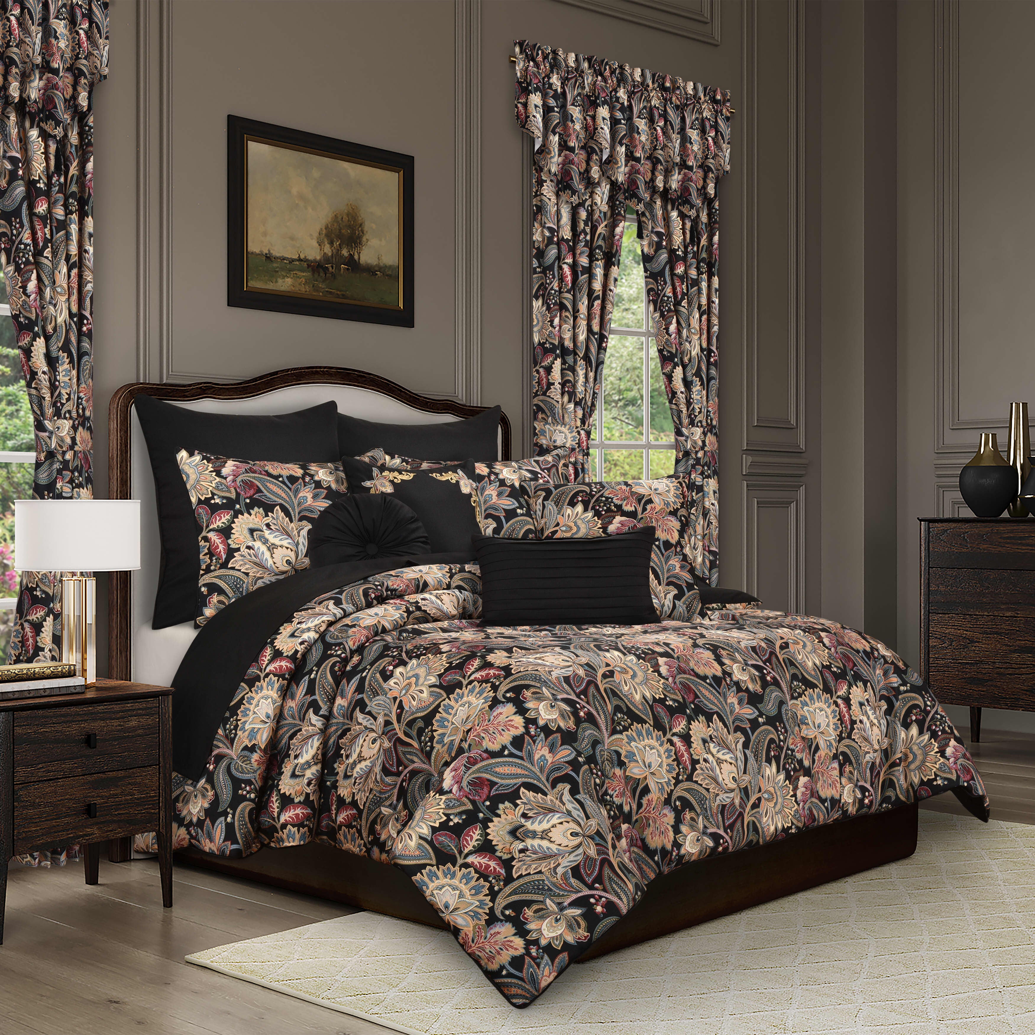 Calabria 3 Piece Comforter Set, BLACK, alternate image number 1