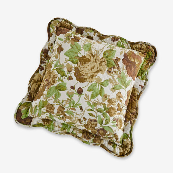 Florence 16" Square Pillow, CHOCOLATE FLORAL, hi-res image number null