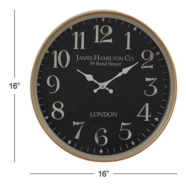Black Traditional Metal Wall Clock, , alternate image number 6