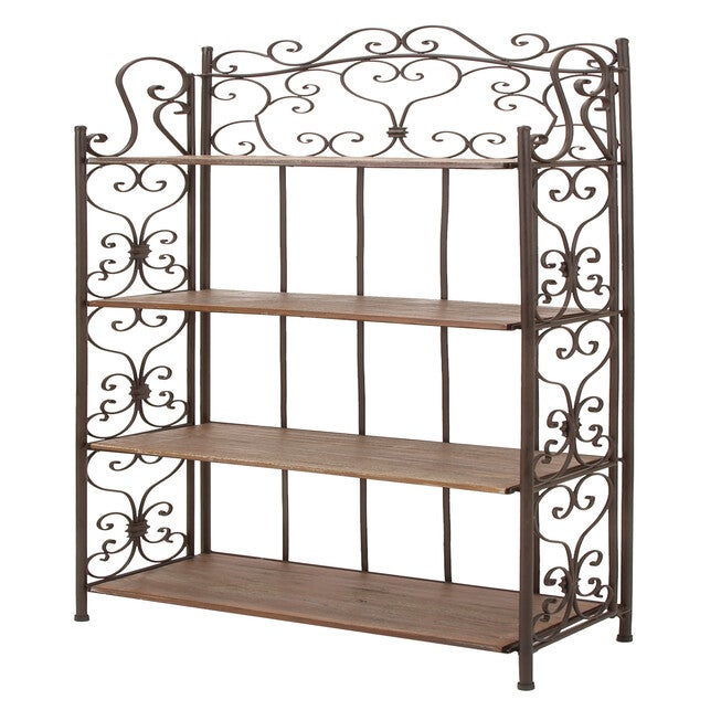 Brown Iron Farmhouse Baker'S Rack, BROWN, hi-res image number 0