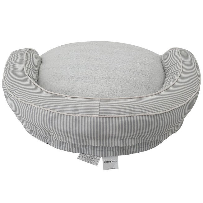 Stripe Printing poly-cotton bolster with detachable faux fur cushion, Small Size, , alternate image number null