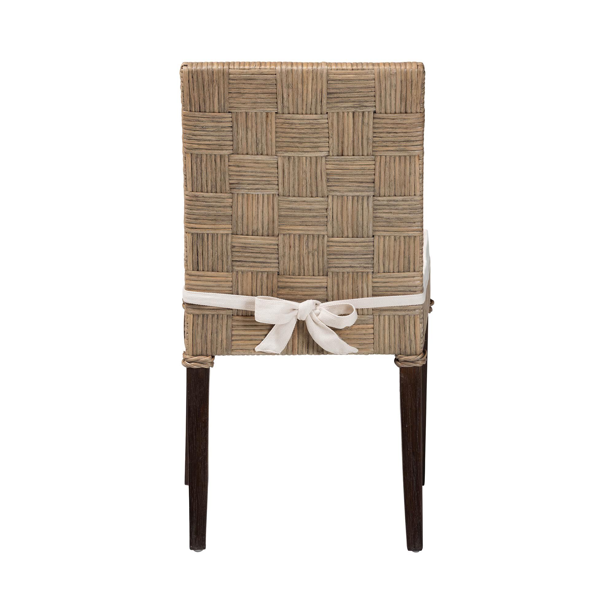 Fatima Natural Rattan Dining Chair with Cushion, GREY, alternate image number 4