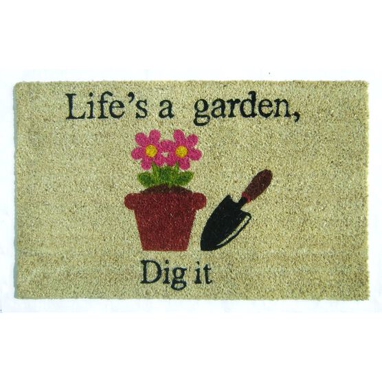 Lifes A Garden Coir Mat With Vinyl Backing Floor Coverings, MULTI, hi-res image number null