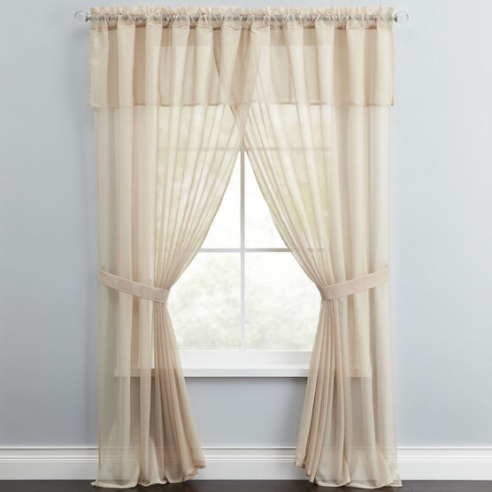 Bh Studio Sheer Voile 5 Pc One Rod, Curtains With Sheers On Same Rod