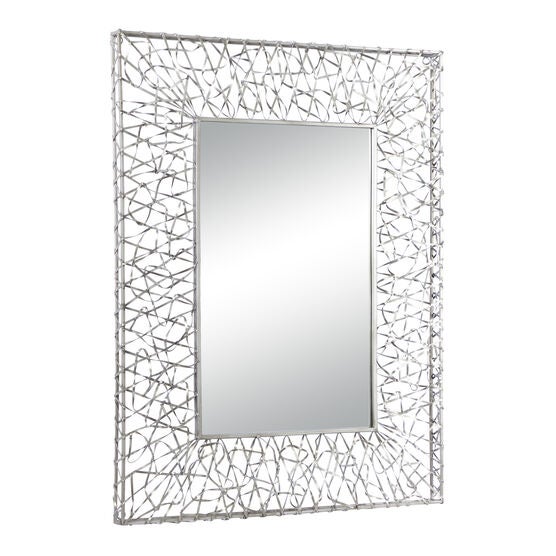 Silver Industrial Metal Wall Mirror, , alternate image number null