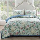 Pavona Velvet Garden Quilt And Pillow Sham Set, JADE, hi-res image number null