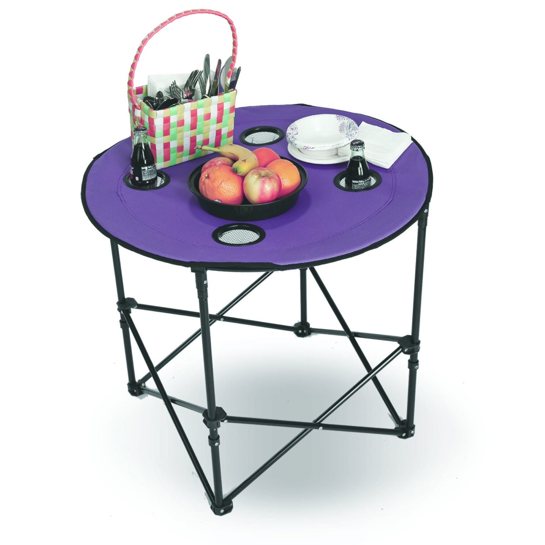 Portable Round Tailgate Table, PURPLE, hi-res image number 0