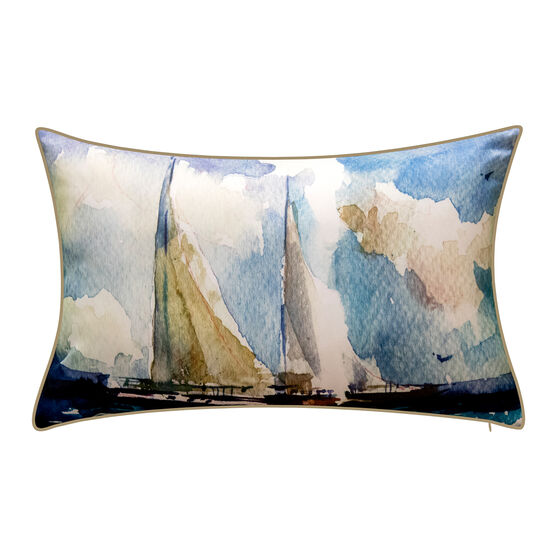 Indoor & Outdoor Watercolor Sailboats Decorative Pillow, MULTI, hi-res image number null
