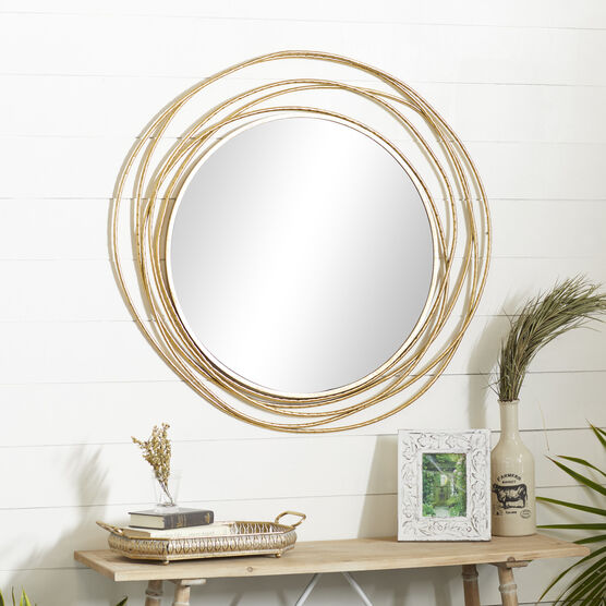 Gold Wood Contemporary Wall Mirror, , alternate image number null