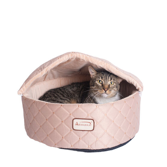 Cuddle Cave Cat Bed With Detachable & Collasible Zipper Top, Small, Light Apricot, APRICOT, hi-res image number null