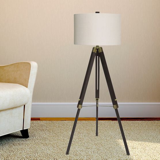 Espresso Wood & Metal 60" Floor Lamp, , on-hover image number null