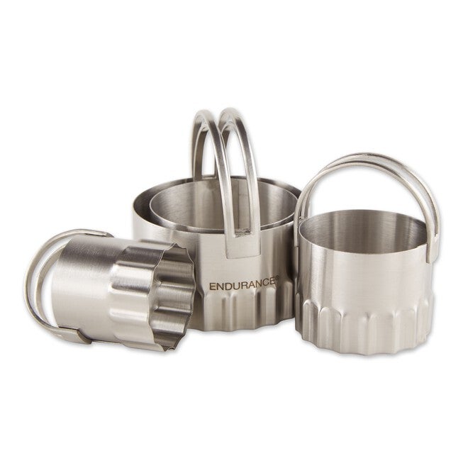 Round Rippled Stainless Steel Biscuit Cutters, Set 4, , on-hover image number null