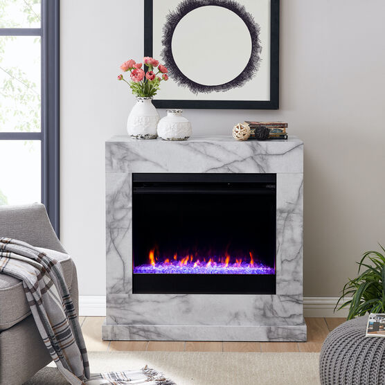 Dendale Faux Marble Fireplace, WHITE, hi-res image number null