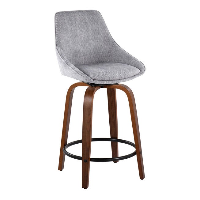 Diana 24 inches Fixed-Height Counter Stool - Set Of 2, WALNUT BLACK GREY, hi-res image number null
