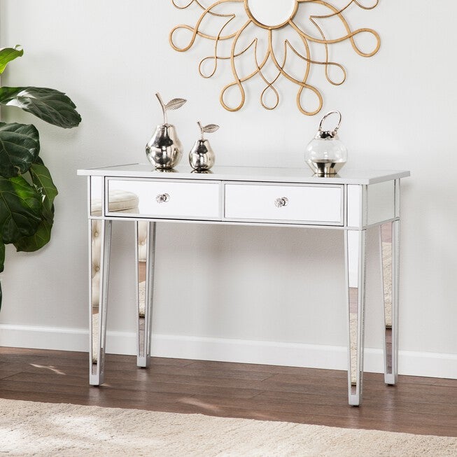 Mirage Mirrored 2-Drawer Console Table, SILVER, hi-res image number null