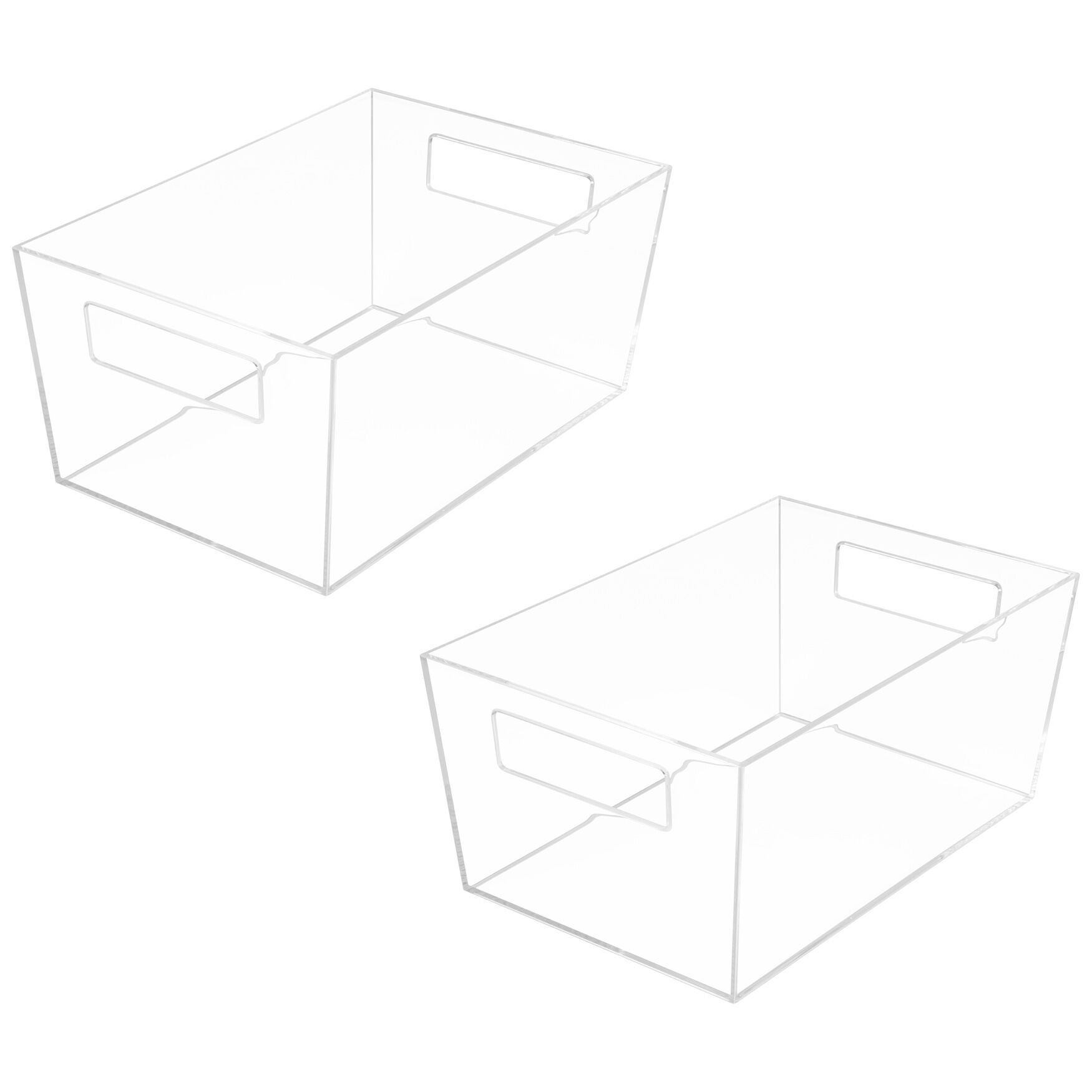 Simple Clearly Chic Stackable Totes Storage Bins With Built In Handles Good For Organizing Your Cosmetics. Large Set Of 2 Clear Brylane Home