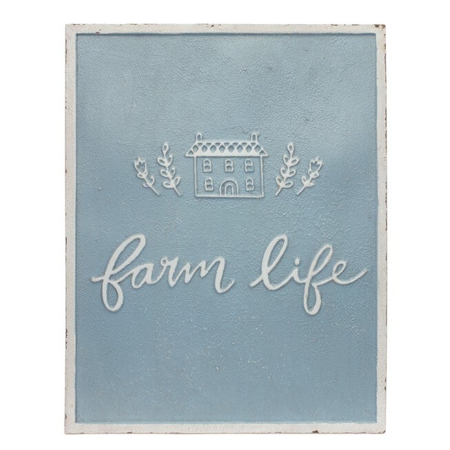 Farm Sign (Set of 2) 14 inchesL x 18 inchesH Metal, BLUE/WHITE, alternate image number null