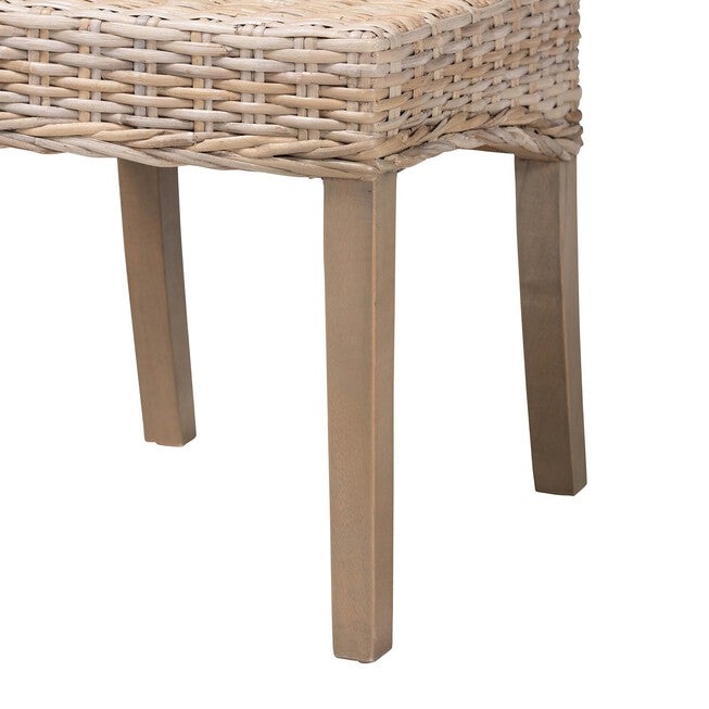 Santiago Bohemian Grey Natural Kubu Rattan And Mango Wood Dining Chair, , alternate image number null
