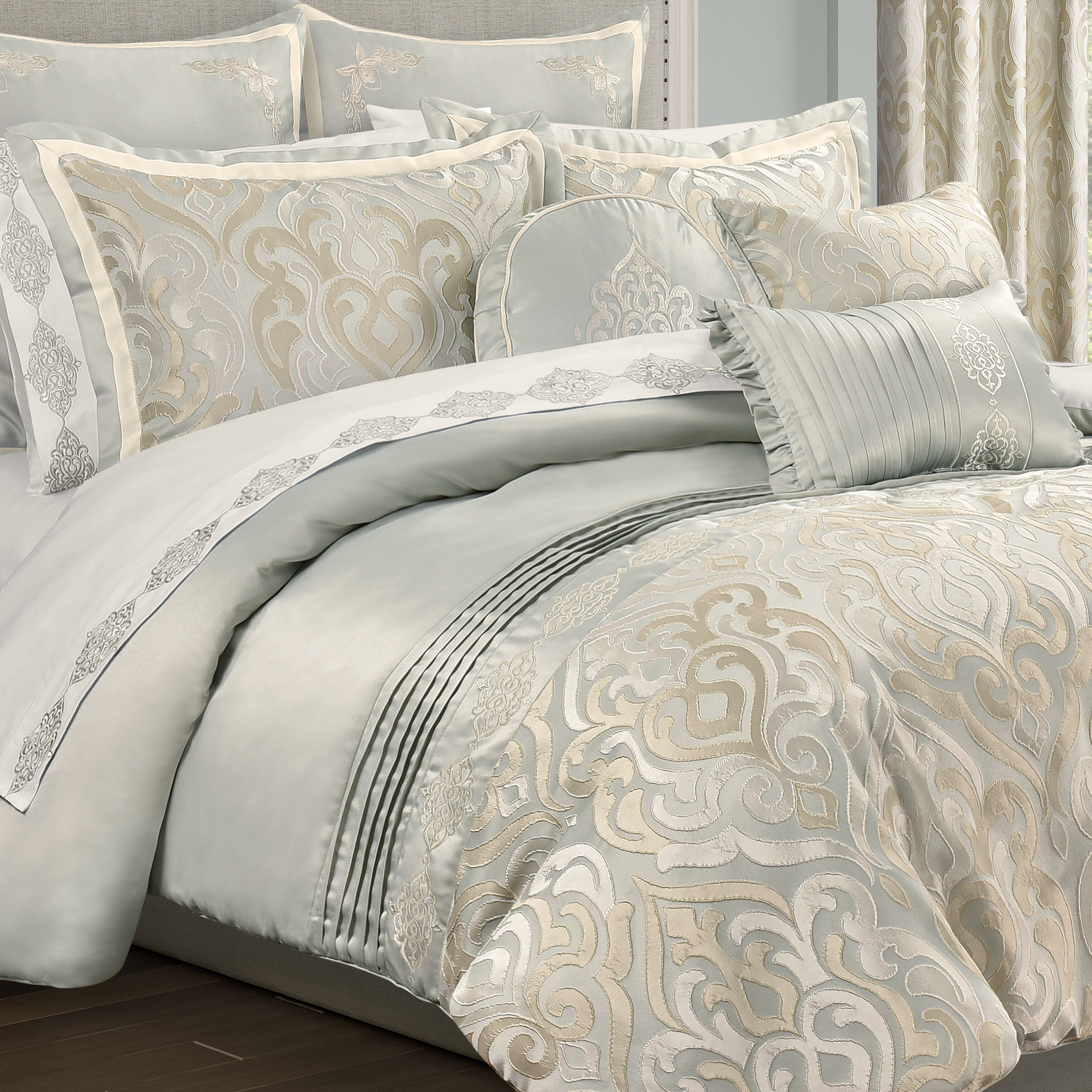 CALMFIELD FULL/QUEEN 3PC. COMFORTER SET, AQUA, alternate image number 1