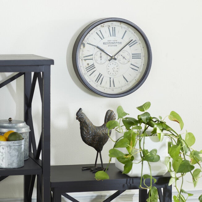 Brown Vintage Metal Wall Clock, , alternate image number 8