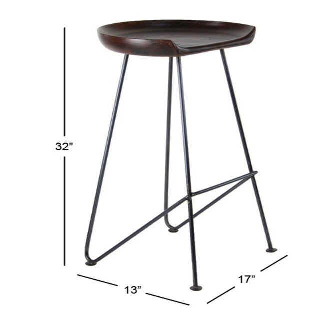 Brown Iron And Wood Rustic Stool Bar Stool, , alternate image number null