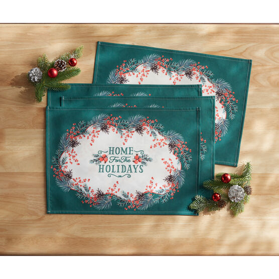 SET OF 4 HOLIDAY PLACEMATS, WHITE
