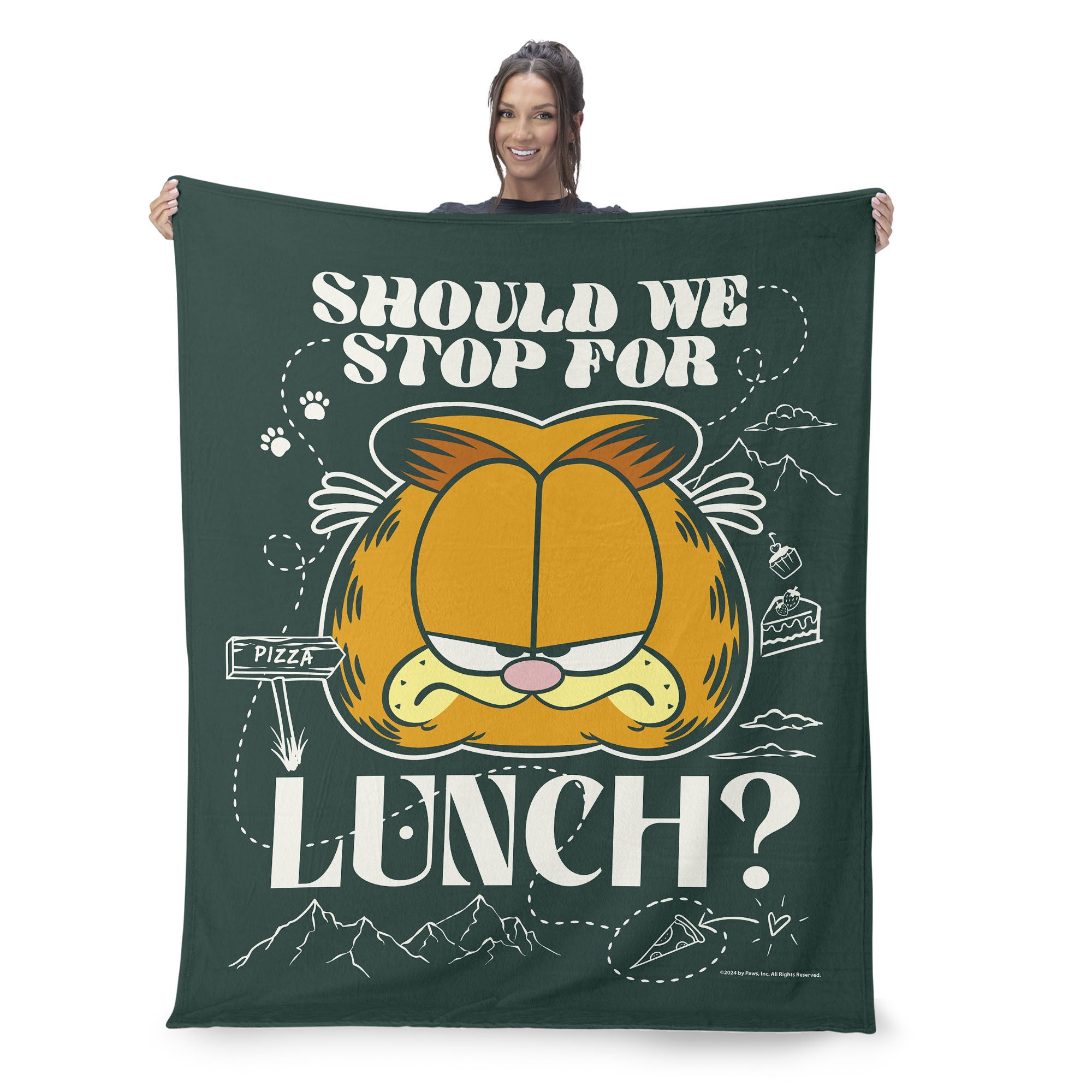 Nickelodeon Garfield Stop For Lunch Silk Touch Throw Blanket 50x60 Inches, GREEN, on-hover image number 1