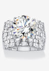 Platinum over Sterling Silver Round Ring Cubic Zirconia (9 cttw TDW), PLATINUM, hi-res image number null