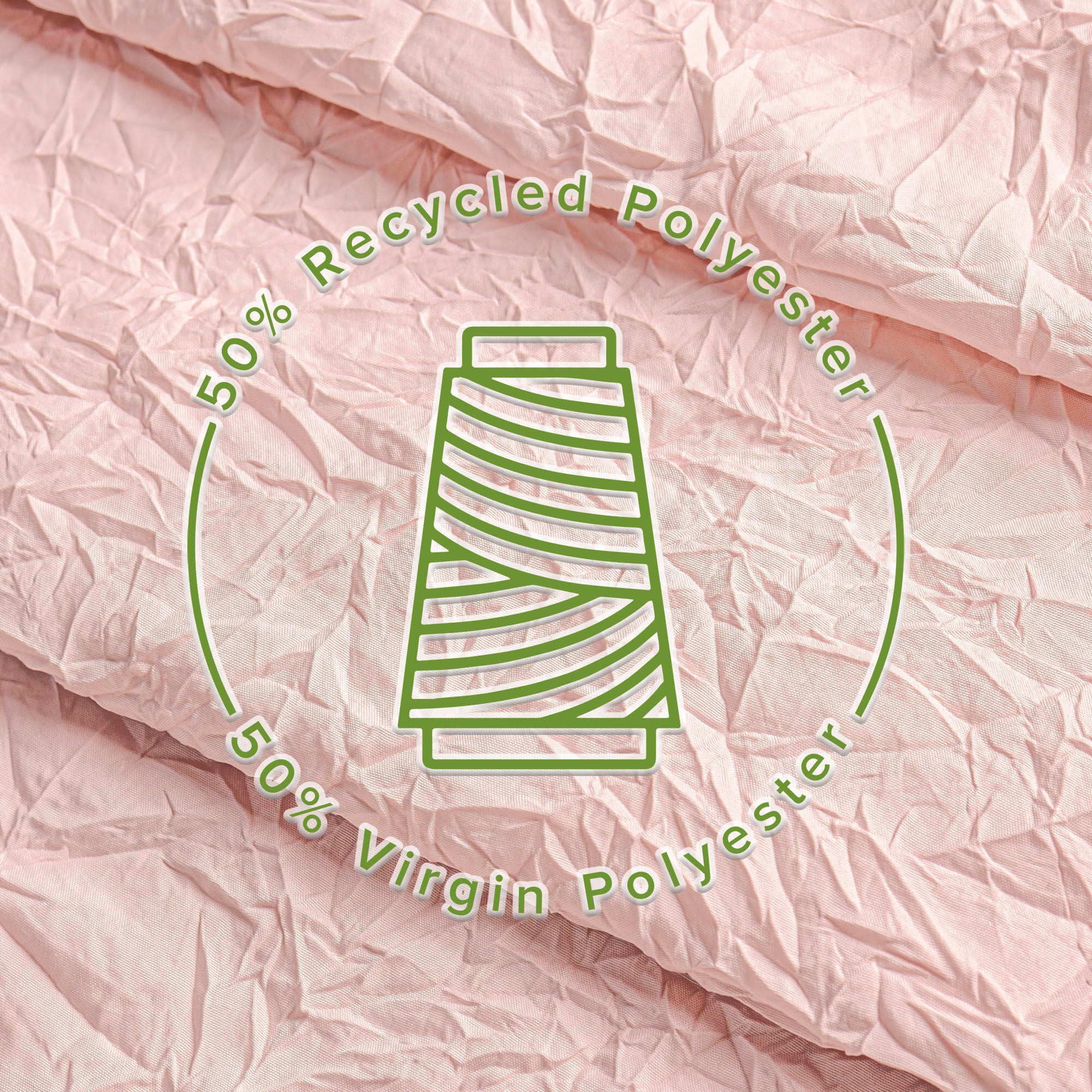 Crinkle Eco-friendly Water Repellent Solid Texture Shower Curtain, BLUSH, alternate image number 1