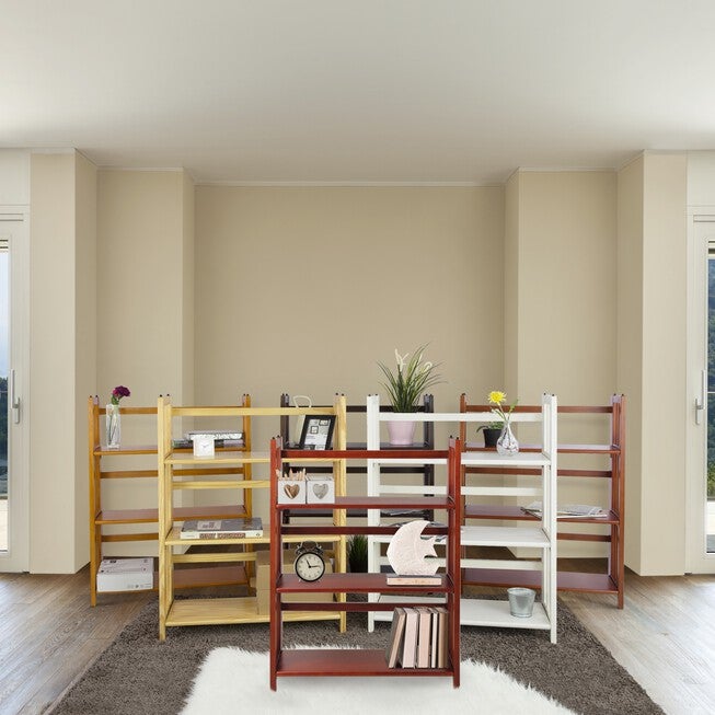 3-Shelf Folding Stackable Bookcase 27.5 inches Wide-Mahogany, , alternate image number null