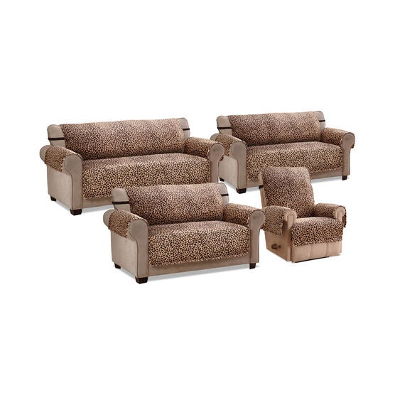 Leopard Plush Loveseat Furniture Cover, , alternate image number null