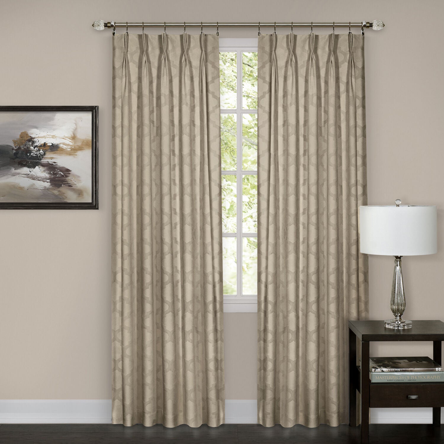 Windsor Pinch Pleat Window Curtain Panel, CAMEL, hi-res image number 0
