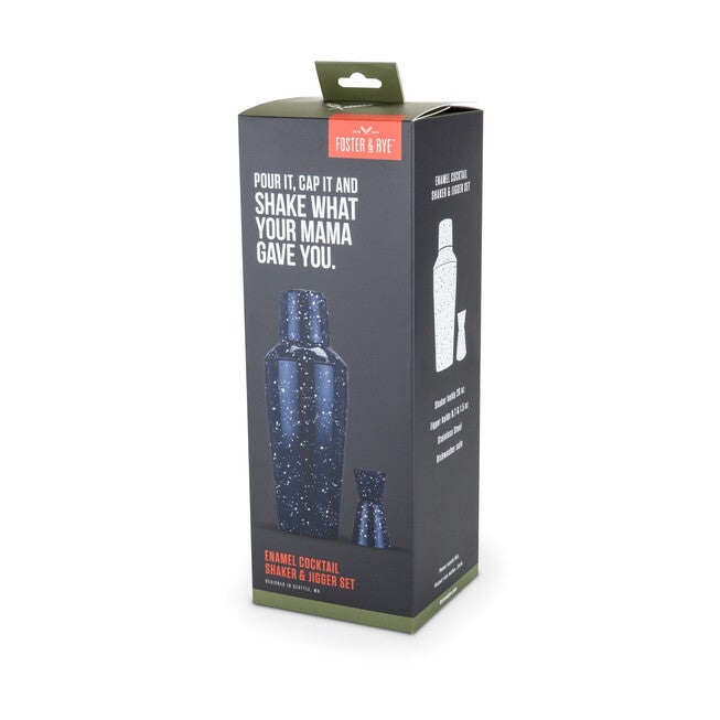 Enamel Cocktail Shaker And Jigger Set, , alternate image number null