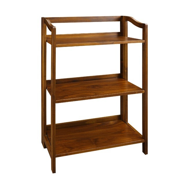 Stratford 3-Shelf Folding Bookcase-Warm Brown, , alternate image number 4