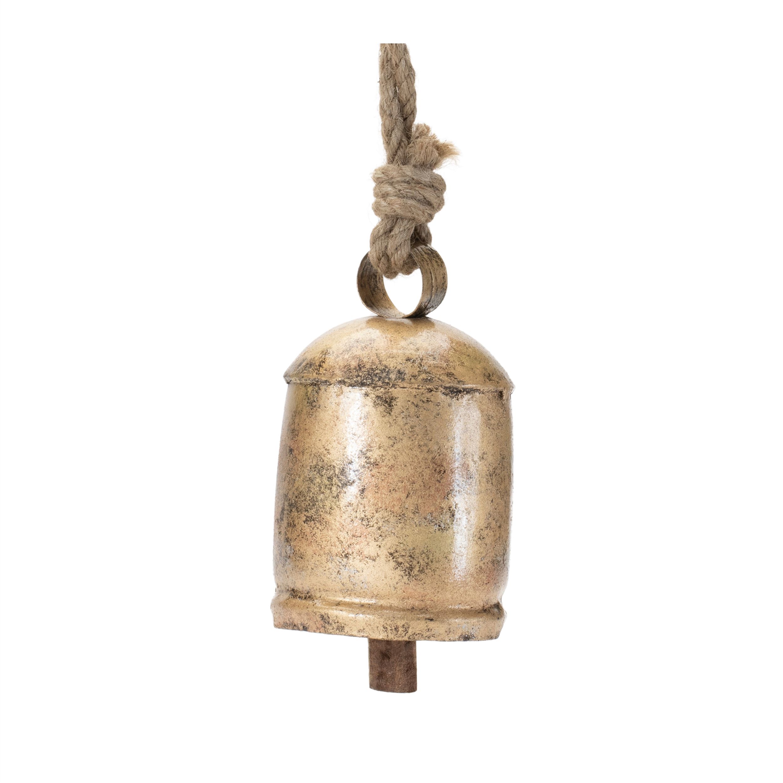 Distressed Metal Bell Ornament (Set of 2), GOLD, alternate image number 4