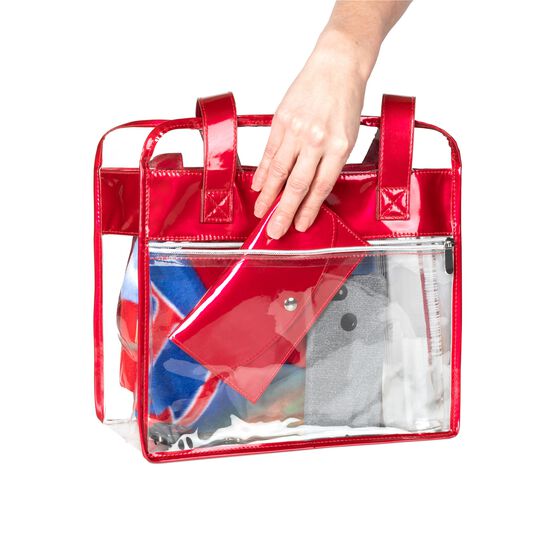 Tote Bag With Wallet, Clear/Red, , alternate image number null
