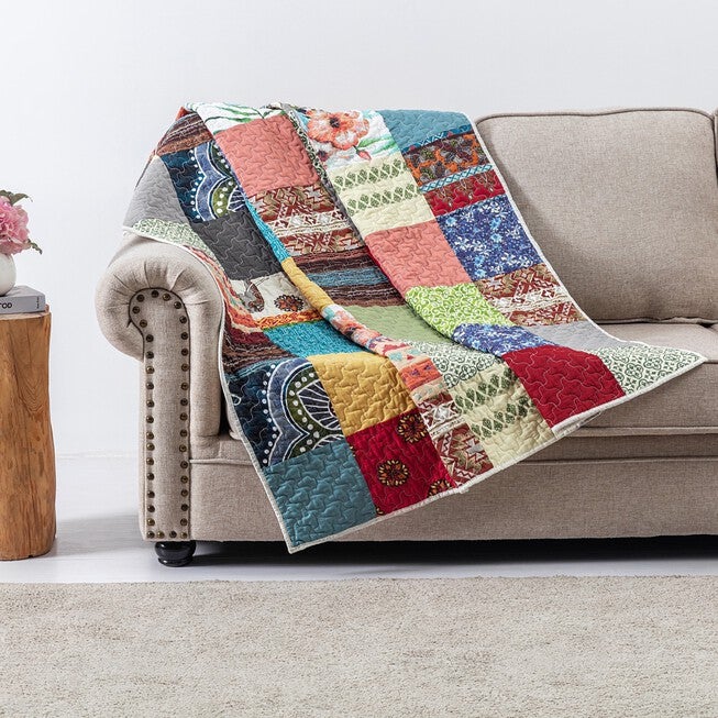 Renee Upcycle Throw Quilt, MULTI, hi-res image number null