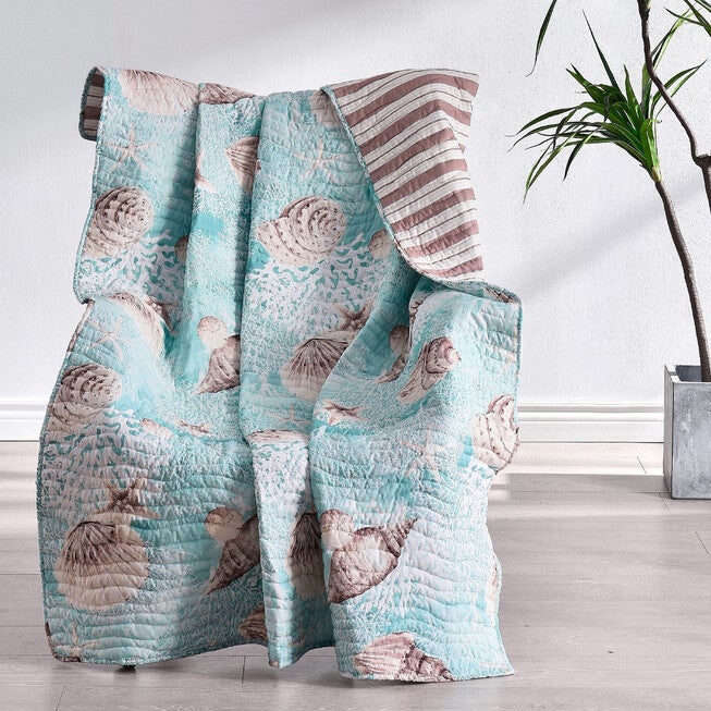 Ocean Turquoise Throw Blanket, TURQUOISE, hi-res image number 0