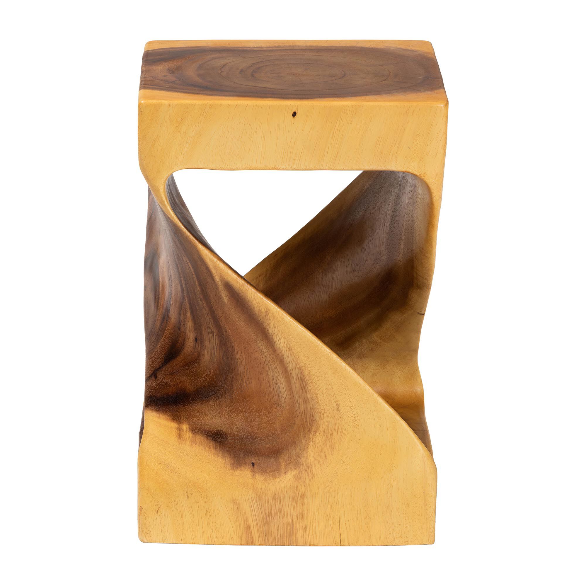 Rapha Hand-carved Suar Wood Side Table, NATURAL BROWN, alternate image number 3