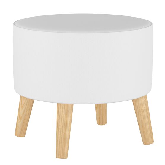 Twill Round Ottoman with Splayed Legs, TWILL WHITE, hi-res image number null