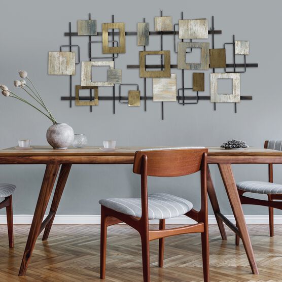 Wood and Metal Modern Shapes Wall Centerpiece, , alternate image number null