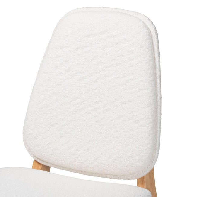 Hudson Boucle Upholstered Dining Chair Set of 2- Mid-Century Modern Side Chair with Solid Wood Frame and Rounded Backrest, WHITE, alternate image number 4