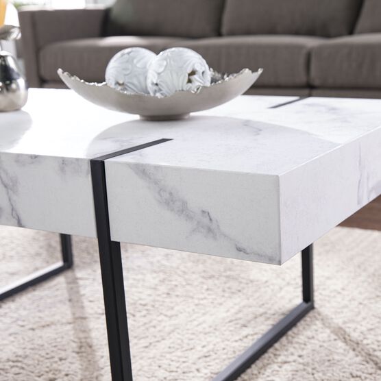 Rangley Modern Faux Marble Cocktail Table, BLACK, hi-res image number null