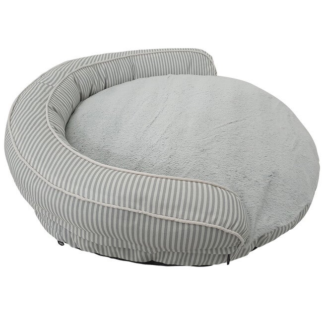 Stripe Printing poly-cotton bolster with detachable faux fur cushion, Small Size, , alternate image number null