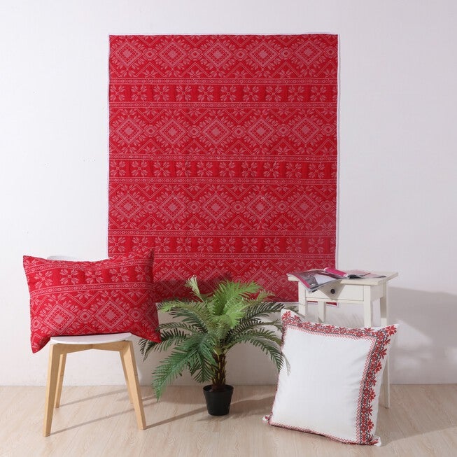 Holly, Cross Stitch Quilted Throw Blanket, , alternate image number null