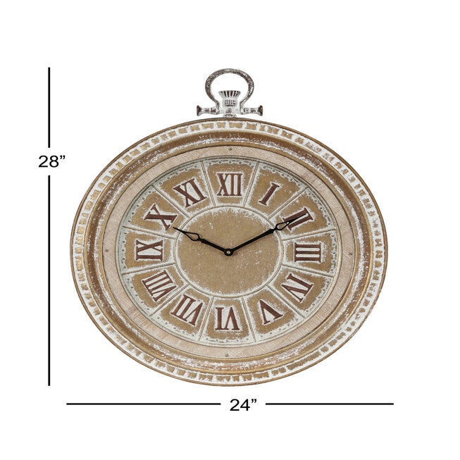 Beige Vintage Metal Wall Clock, , alternate image number 4