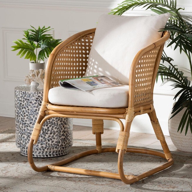 Niko Bohemian Light Honey Rattan Arm Chair, LIGHT, hi-res image number null